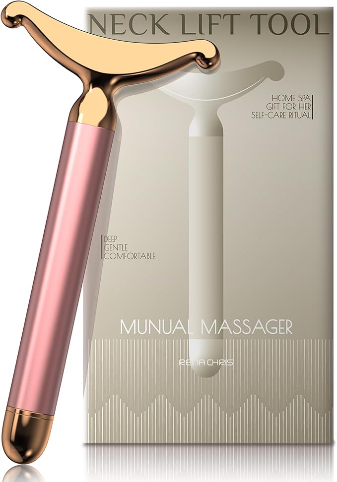 Facial Massager & Neck Lifter, Lymphatic Drainage Depuffer, Jawline Sculpting Tool, Under-Eye Care, Ergonomic Weighted Metal, at-Home Spa Results