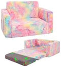 Toddler Chair Comfy,2-in-1 Soft Toddler Couch Fold Out for Kids,Convertible Sofa to Lounger,Gift for Girls and Boys Birthday,Unicorn,Medium