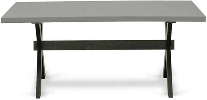 East West Furniture X697MZ606-7 7 Piece Kitchen Table & Chairs Set Consist of a Rectangle Dining Room Table with X-Legs and 6 Shitake Linen Fabric Parson Chairs, 40x72 Inch, Multi-Color