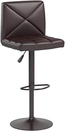 BestOffice Bar Stools Set of 2, PU Leather Swivel Bar Stools Kitchen Counter Height Bar Chairs with Hydraulic Adjustable for Kitchen, Dining Room and Restaurants