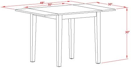 East West Furniture NDVA5-LWH-W 5 Piece Dining Table Set for 4 Includes a Rectangle Kitchen Table with Dropleaf and 4 Dinette Chairs, 30x48 Inch, Linen White