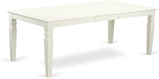 East West Furniture LGAV9-LWH-W 9 Piece Dining Room Furniture Set Includes a Rectangle Kitchen Table with Butterfly Leaf and 8 Dining Chairs, 42x84 Inch, Linen White