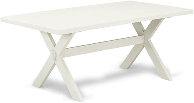 East West Furniture X027AB264-5 5 Piece Dining Table Set Includes a Rectangle Dining Room Table with X-Legs and 4 White Faux Leather Parsons Chairs, 40x72 Inch, Multi-Color