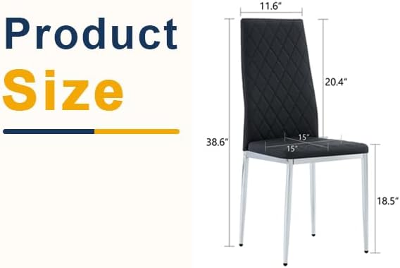 JT Modern Minimalist Dining Chair Fireproof Leather Sprayed Metal Pipe Diamond Grid Pattern Restaurant Home Conference Chair Set of 4 Or 6 (8, Grey)