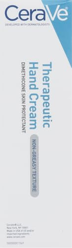 CeraVe Therapeutic Hand Cream for Dry Cracked Hands With Hyaluronic Acid and Niacinamide,Fragrance Free 3 Ounce,(Pack of 2)