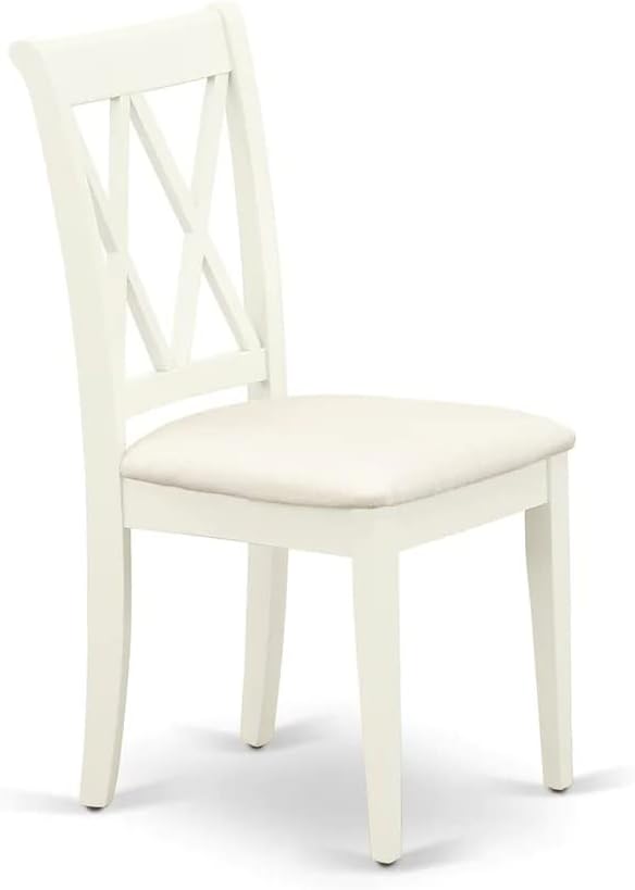 East West Furniture DOCL5-LWH-C 5 Piece Dinette Set for 4 Includes a Rectangle Dining Table with Butterfly Leaf and 4 Linen Fabric Dining Room Chairs, 42x78 Inch, Linen White