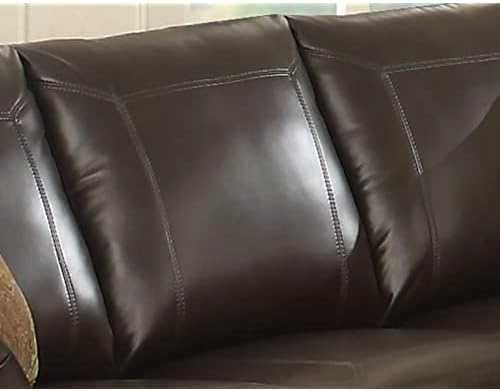 AC Pacific Louis Traditional Upholstered Leather Living Room Piece with Antique Brass Nail Head Trim, 2 Set, Umber
