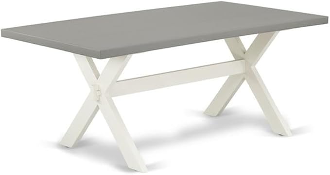 East West Furniture X097LA015-9 9 Piece Kitchen Table Set Includes a Rectangle Dining Table with X-Legs and 8 Baby Blue Linen Fabric Parsons Dining Chairs, 40x72 Inch, Multi-Color