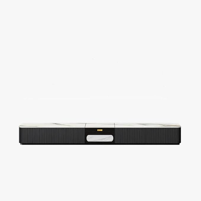 POVISON Fully-Assembled Modern TV Stand for Projector, Sintered Stone Entertainment Center with Storage for Living Room, TV Cabinet with Drawers for 120+ inch TV, Media Console for Living Room