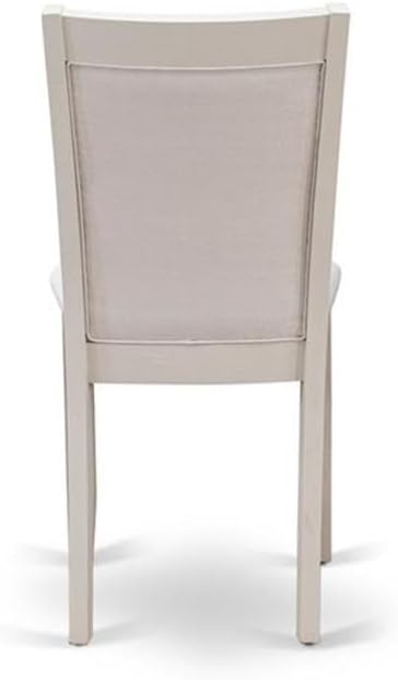 East West Furniture X077MZ001-5 5 Piece Dining Table Set Includes a Rectangle Dining Room Table with X-Legs and 4 Cream Linen Fabric Parsons Chairs, 40x72 Inch, Multi-Color
