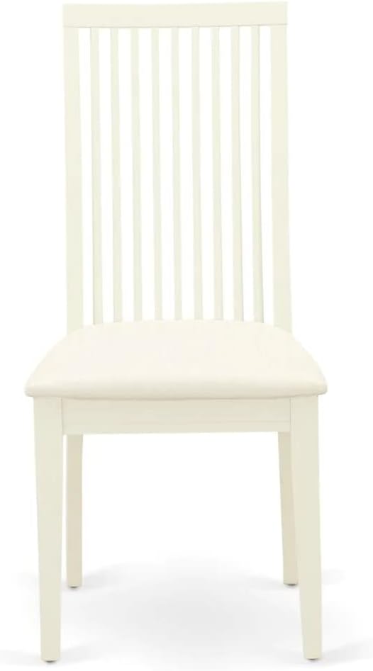 East West Furniture DMIP3-LWH-C 3 Piece Dining Room Furniture Set Contains a Round Kitchen Table with Dropleaf and 2 Linen Fabric Upholstered Dining Chairs, 42x42 Inch, Linen White