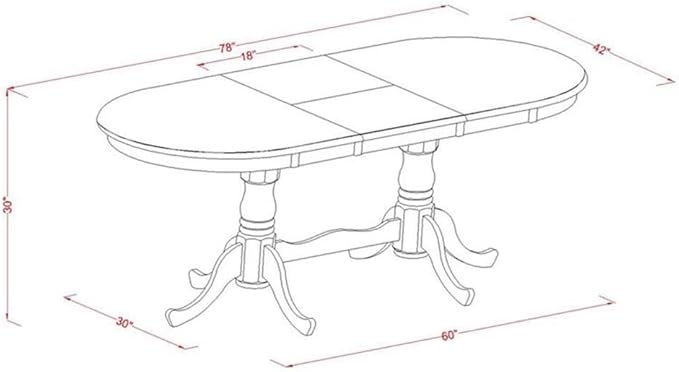 East West Furniture PLAI9-SBR-W 9 Piece Dining Room Table Set Includes an Oval Wooden Table with Butterfly Leaf and 8 Kitchen Dining Chairs, 42x78 Inch, Saddle Brown