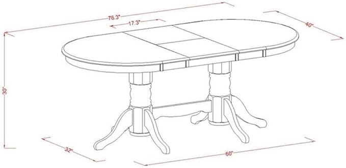 East West Furniture VAAB7-OAK-55 7 Piece Dinette Set Consist of an Oval Dining Room Table with Butterfly Leaf and 6 Oasis Blue Faux Leather Upholstered Chairs, 40x76 Inch, Oak