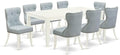 East West Furniture LGSI9-LWH-15 9 Piece Kitchen Table Set Includes a Rectangle Dining Table with Butterfly Leaf and 8 Baby Blue Linen Fabric Parsons Dining Chairs, 42x84 Inch, Linen White
