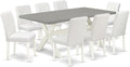 East West Furniture X097AB264-9 9 Piece Dining Table Set Includes a Rectangle Kitchen Table with X-Legs and 8 White Faux Leather Parson Dining Room Chairs, 40x72 Inch, Multi-Color