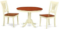 East West Furniture HLPL3-BMK-W 3 Piece Dining Room Table Set Contains a Round Kitchen Table with Pedestal and 2 Dining Chairs, 42x42 Inch, Buttermilk & Cherry