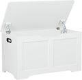31.5" Storage Chest, Wooden Storage Bench, Lift Top Toy Chest with 2 Safety Hinges, Large Toy Box, Entryway Shoes Bench for Living Room, Bedroom, White