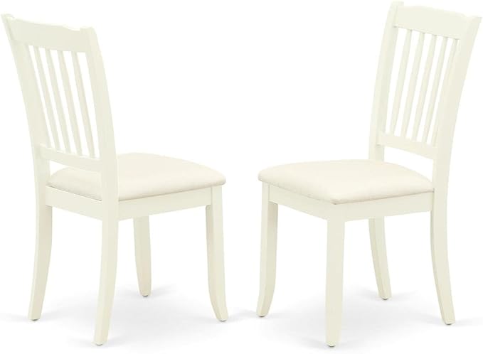 East West Furniture SHDA3-WHI-C 3 Piece Dining Room Table Set Contains a Round Kitchen Table with Pedestal and 2 Linen Fabric Upholstered Dining Chairs, 42x42 Inch, Linen White