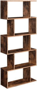 VASAGLE Bookcase, 5-Tier Bookshelf, Display Shelf and Room Divider, Freestanding Decorative Storage Shelving, Rustic Brown ULBC62BX, 27.6”L x 9.4”W x 62.6”H (70 x 24 x 159 cm)