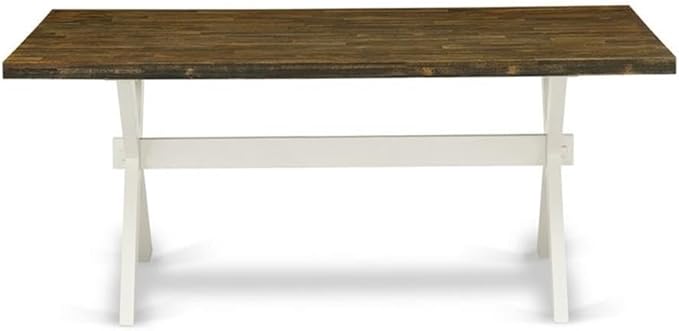 East West Furniture X077MZ001-5 5 Piece Dining Table Set Includes a Rectangle Dining Room Table with X-Legs and 4 Cream Linen Fabric Parsons Chairs, 40x72 Inch, Multi-Color