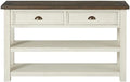 Martin Svensson Home Solid Wood Sofa Console Table, Cream White with Brown Top