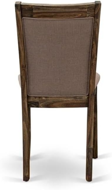 East West Furniture X777MZ748-7 7 Piece Dinette Set Consist of a Rectangle Dining Room Table with X-Legs and 6 Coffee Linen Fabric Parsons Dining Chairs, 40x72 Inch, Multi-Color