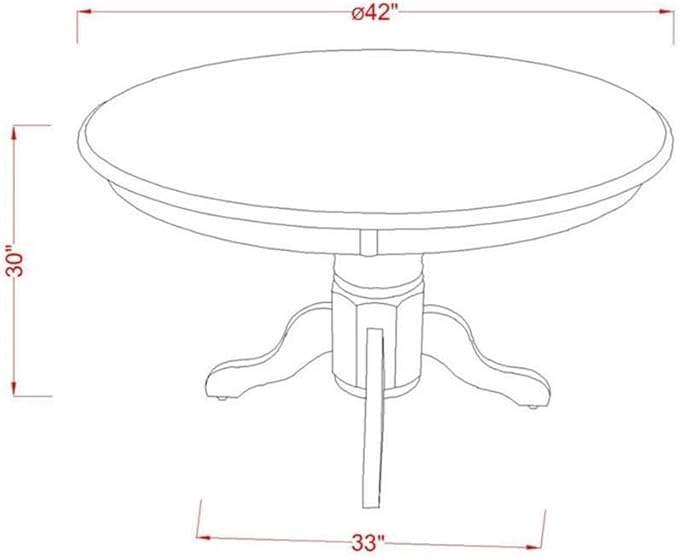 East West Furniture SHIP3-LWH-W 3 Piece Dinette Set for Small Spaces Contains a Round Kitchen Table with Pedestal and 2 Dining Chairs, 42x42 Inch, Linen White