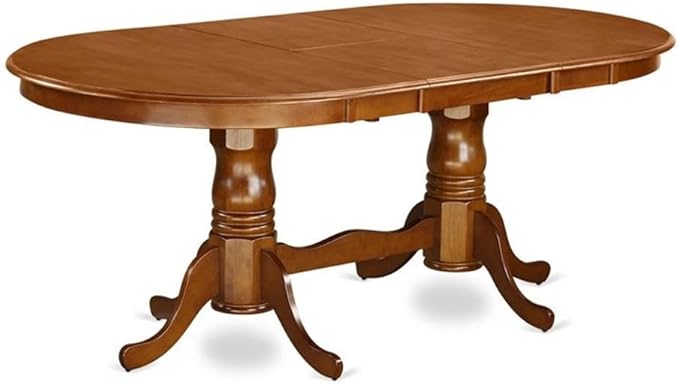 East West Furniture PLAV5-SBR-LC 5 Piece Dining Room Table Set Includes an Oval Wooden Table with Butterfly Leaf and 4 Faux Leather Kitchen Dining Chairs, 42x78 Inch, Saddle Brown