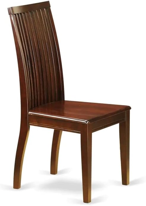 East West Furniture HBIP3-MAH-W 3 Piece Dining Table Set for Small Spaces Contains a Round Dining Room Table with Pedestal and 2 Wood Seat Chairs, 42x42 Inch, Mahogany