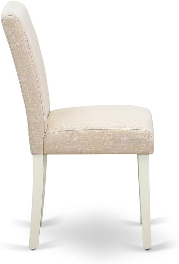 East West Furniture LGAB5-LWH-02 5 Piece Dining Set Includes a Rectangle Dining Room Table with Butterfly Leaf and 4 Light Beige Linen Fabric Upholstered Chairs, 42x84 Inch, Linen White