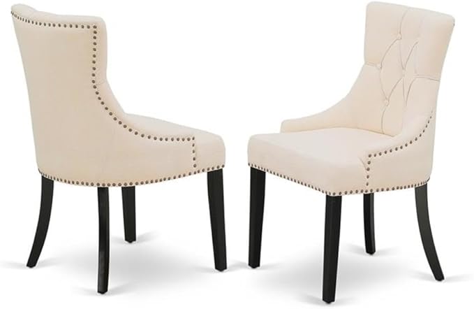 East West Furniture X696FR102-5 5 Piece Dining Set Includes a Rectangle Dining Room Table with X-Legs and 4 Light Beige Linen Fabric Upholstered Chairs, 36x60 Inch, Multi-Color