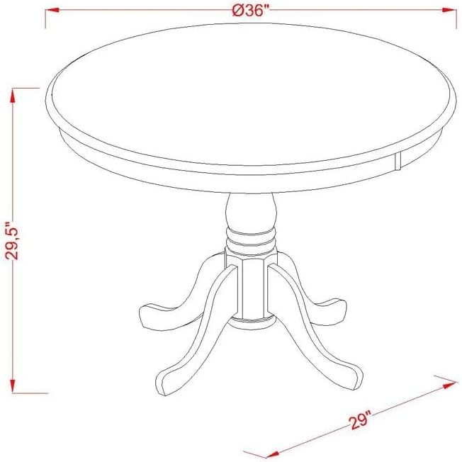 East West Furniture ANCA5-CAP-C 5 Piece Kitchen Table Set for 4 Includes a Round Dining Room Table with Pedestal and 4 Linen Fabric Upholstered Dining Chairs, 36x36 Inch, Cappuccino