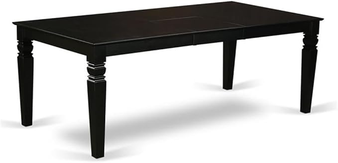 East West Furniture LGBR5-BLK-17 5 Piece Dining Set Includes a Rectangle Dining Room Table with Butterfly Leaf and 4 Light Sable Linen Fabric Upholstered Chairs, 42x84 Inch, Black
