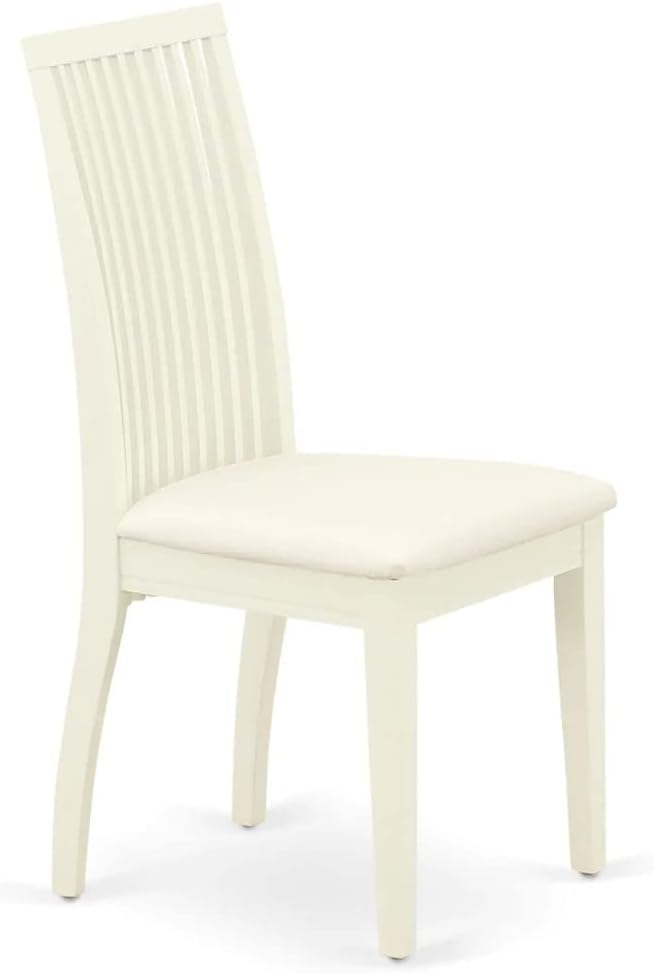 East West Furniture DMIP5-LWH-C 5 Piece Modern Dining Table Set Includes a Round Wooden Table with Dropleaf and 4 Linen Fabric Upholstered Dining Chairs, 42x42 Inch, Linen White