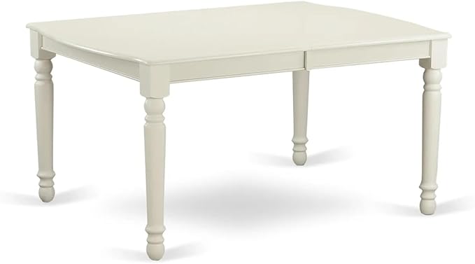 East West Furniture DODA9-LWH-29 9 Piece Dining Set Consists of a Rectangle Kitchen Table with Butterfly Leaf and 8 Polyester Fabric Upholstered Chairs, 42x78 Inch, linen white