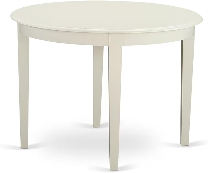 East West Furniture BOVA5-LWH-C 5 Piece Dinette Set for 4 Includes a Round Kitchen Table and 4 Linen Fabric Upholstered Dining Chairs, 42x42 Inch, Linen White