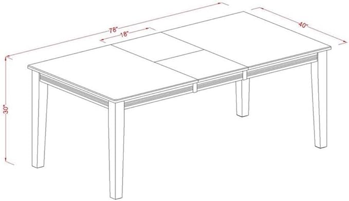 East West Furniture QULG5-BCH-W 5 Piece Kitchen Table Set for 4 Includes a Rectangle Dining Room Table with Butterfly Leaf and 4 Solid Wood Seat Chairs, 40x78 Inch, Black & Cherry