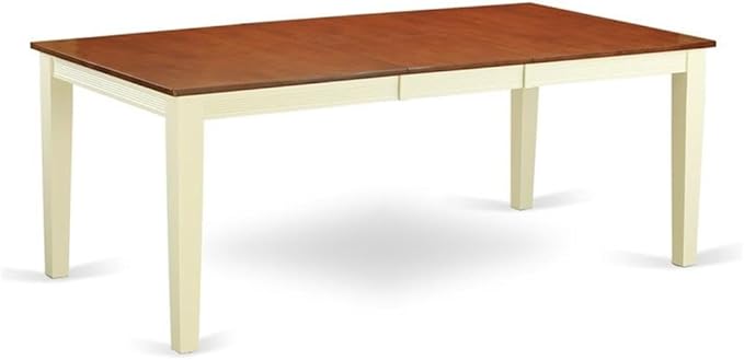 East West Furniture QUAN9-WHI-W 9 Piece Dining Room Furniture Set Includes a Rectangle Kitchen Table with Butterfly Leaf and 8 Dining Chairs, 40x78 Inch, Buttermilk & Cherry