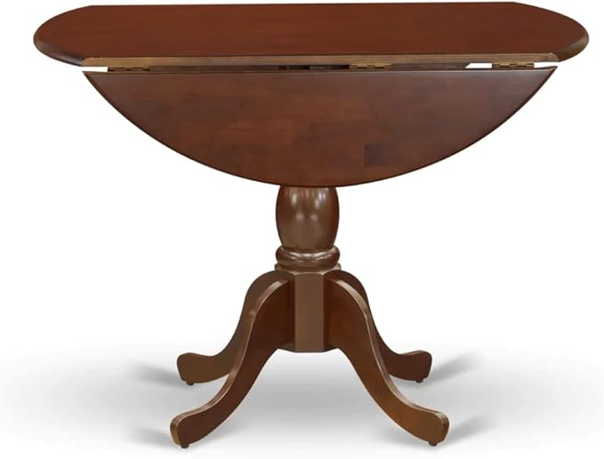 East West Furniture DMIP5-MAH-W 5 Piece Dining Table Set for 4 Includes a Round Kitchen Table with Dropleaf and 4 Kitchen Dining Chairs, 42x42 Inch, Mahogany
