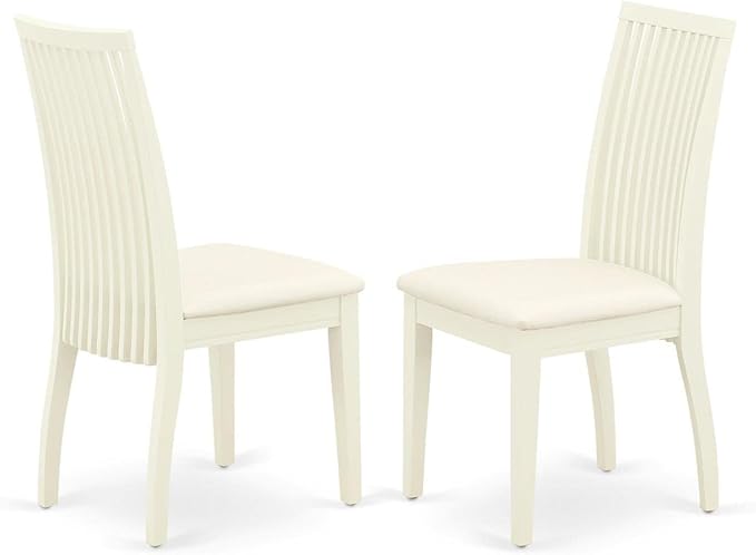 East West Furniture SHIP3-WHI-C 3 Piece Dinette Set for Small Spaces Contains a Round Dining Room Table with Pedestal and 2 Linen Fabric Kitchen Dining Chairs, 42x42 Inch, Linen White