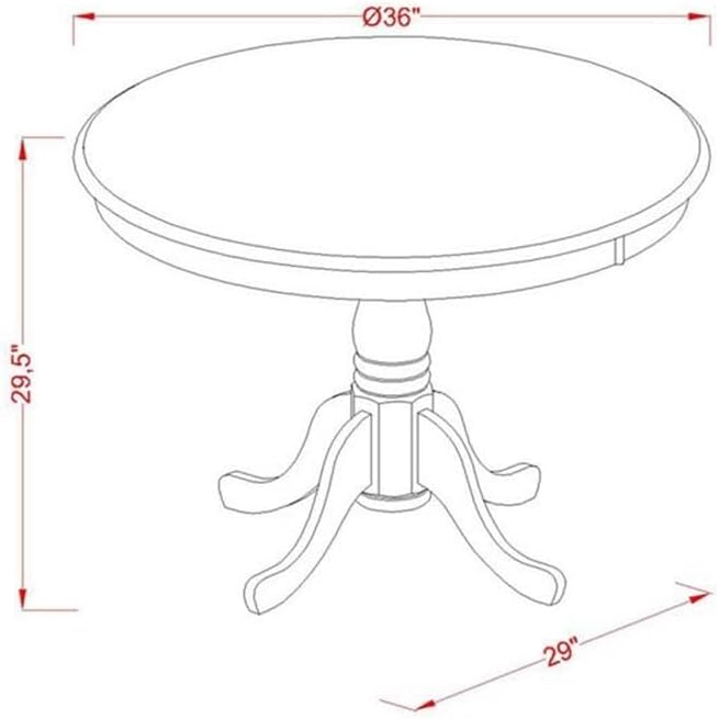 East West Furniture ANGA5-ANA-03 5 Piece Dining Table Set for 4 Includes a Round Kitchen Table with Pedestal and 4 Brown Linen Fabric Upholstered Parson Chairs, 36x36 Inch, Natural