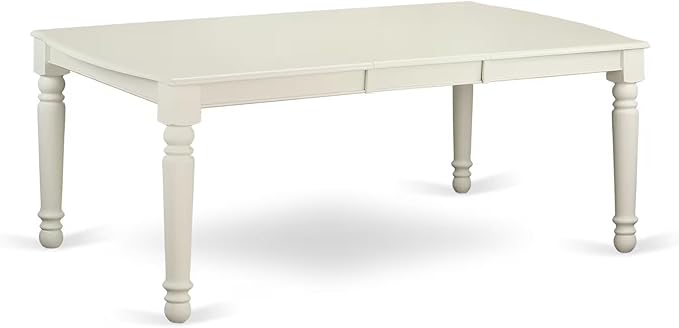 East West Furniture DONO7-LWH-W 7 Piece Dining Set Consist of a Rectangle Dining Room Table with Butterfly Leaf and 6 Wood Seat Chairs, 42x78 Inch, Linen White