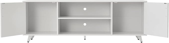 Panana TV Stand, Entertainment Center with 2 Doors and 2 Cubby Storages Cabinets for up to 65 inch for Living Room Bedroom (White, 53.5 inch)