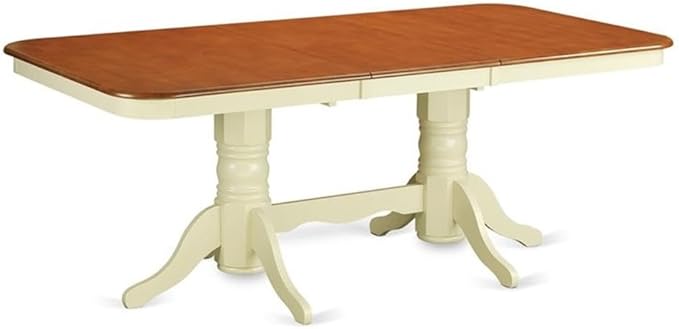 East West Furniture NADO9-WHI-W 9 Piece Dining Table Set Includes a Rectangle Wooden Table with Butterfly Leaf and 8 Dining Room Chairs, 40x78 Inch, Buttermilk & Cherry