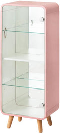 PaletteLife Figurine-Case 4 Tiers Collection-Case Mirror-Backboard Woodgrain Pink BLT-612PK
