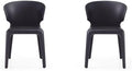Manhattan Comfort Conrad Mid Century Modern Dining Chairs Woven Tweed Upholstered Kitchen Furniture with Contoured Back, Foam Padding & Metal Legs, Set of 2, Black