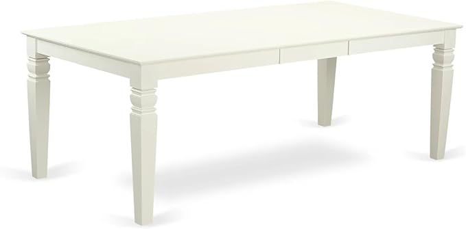 East West Furniture LGDA9-LWH-26 9 Piece Kitchen Table Set Consists of a Rectangle Dining Table with Butterfly Leaf and 8 Polyester Fabric Upholstered Parson Chairs, 42x84 Inch, linen white