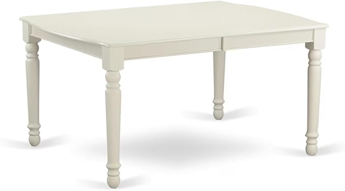 East West Furniture DONO7-LWH-W 7 Piece Dining Set Consist of a Rectangle Dining Room Table with Butterfly Leaf and 6 Wood Seat Chairs, 42x78 Inch, Linen White