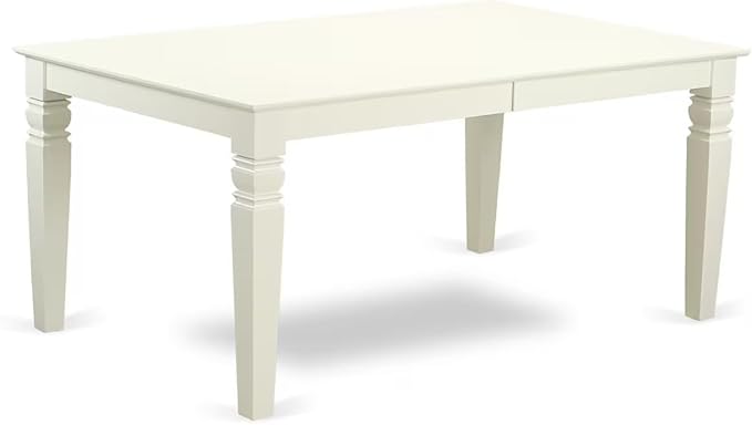 East West Furniture LGAB9-LWH-64 9 Piece Dining Table Set Includes a Rectangle Kitchen Table with Butterfly Leaf and 8 White Faux Leather Upholstered Chairs, 42x84 Inch, Linen White