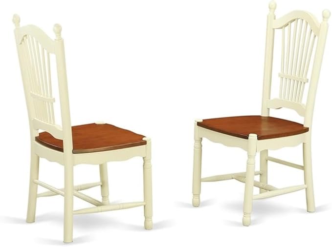 East West Furniture QUDO7-WHI-W 7 Piece Kitchen Table & Chairs Set Consist of a Rectangle Dining Room Table with Butterfly Leaf and 6 Solid Wood Seat Chairs, 40x78 Inch, Buttermilk & Cherry